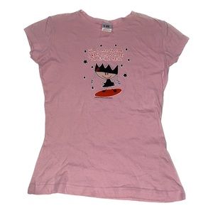 Y2K Ironic Graphic Baby Tee in Pink and Red Rare